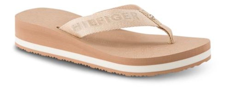 Kvinder Tommy Hilfiger | Tommy Hilfiger Damesandal Beige Fw0Fw06430Abr