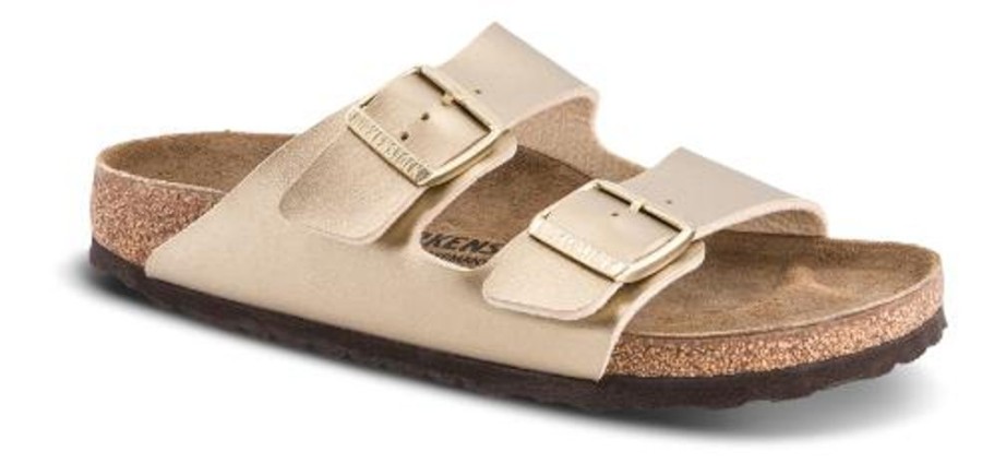 Kvinder Birkenstock | Birkenstock Arizona Birko-Flor Guld 1016111