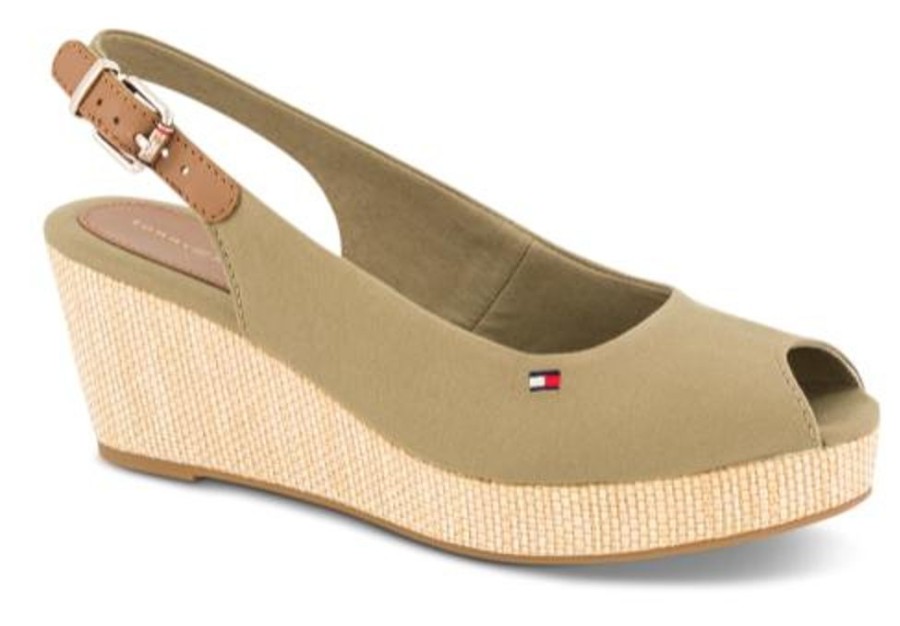 Kvinder Tommy Hilfiger | Tommy Hilfiger Damesandal Med Hael Gron Fw0Fw04788Gxr