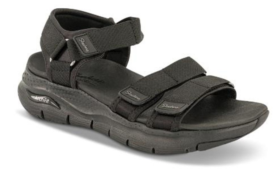 Kvinder Skechers | Skechers Damesandal Sort 119305