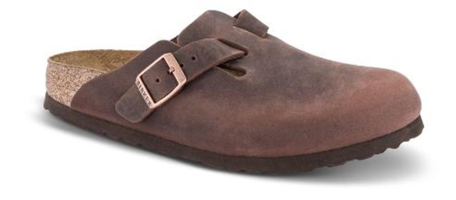 Maend Birkenstock | Birkenstock Boston Med Narrow Soft Fodseng Oil-Laeder Habana