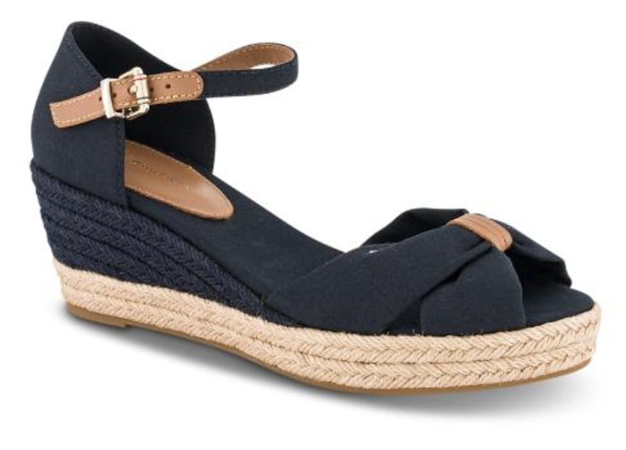 Kvinder Tommy Hilfiger | Tommy Hilfiger Damesandal Med Hael Bla Fw0Fw04785Dw5