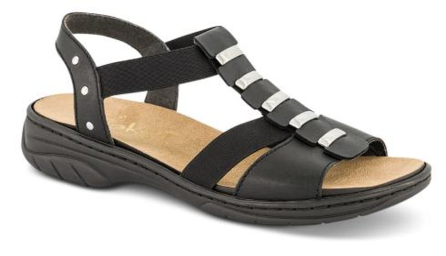 Kvinder Rieker | Rieker Damesandal Sort 64580-00