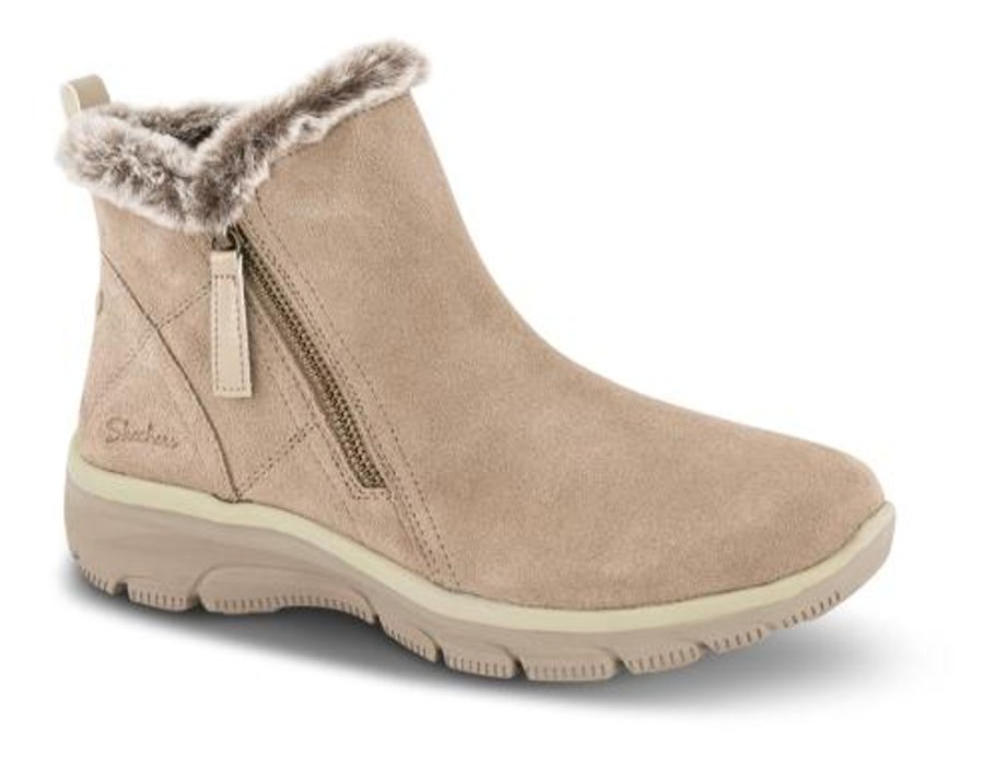 Kvinder Skechers | Skechers Kort Damestovle Beige 167108