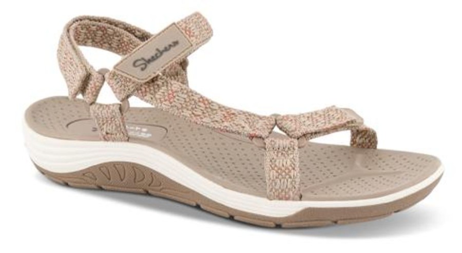 Kvinder Skechers | Skechers Damesandal Beige 163123