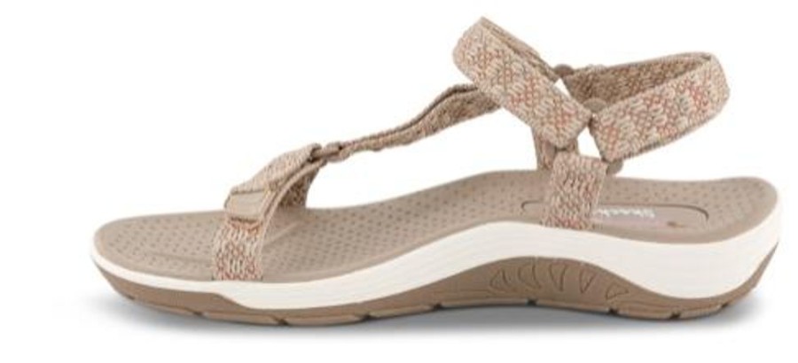 Kvinder Skechers | Skechers Damesandal Beige 163123