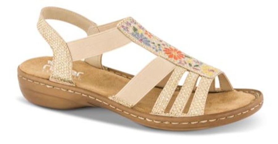 Kvinder Rieker | Rieker Damesandal Beige 60808-60