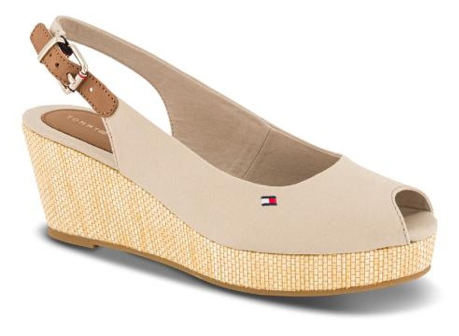 Kvinder Tommy Hilfiger | Tommy Hilfiger Damesandal Med Hael Beige Fw0Fw04788Aep