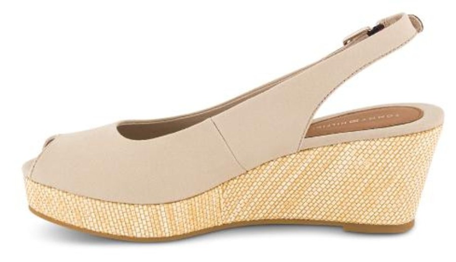 Kvinder Tommy Hilfiger | Tommy Hilfiger Damesandal Med Hael Beige Fw0Fw04788Aep