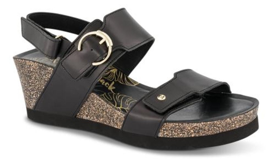 Kvinder Panama Jack | Panama Jack Damesandal Med Hael Sort Velvet B1