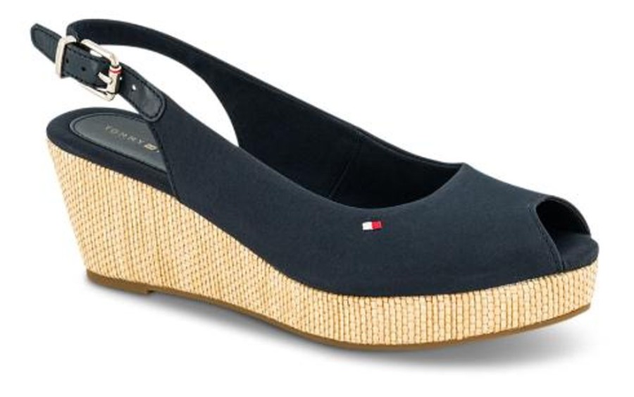 Kvinder Tommy Hilfiger | Tommy Hilfiger Damesandal Med Hael Bla Fw0Fw04788Dw5