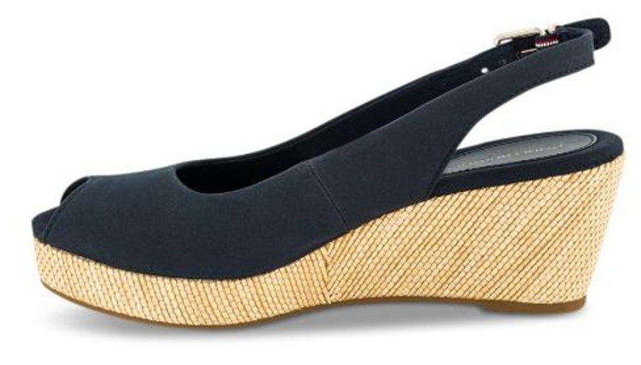 Kvinder Tommy Hilfiger | Tommy Hilfiger Damesandal Med Hael Bla Fw0Fw04788Dw5