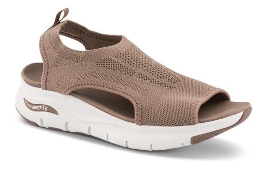 Kvinder Skechers | Skechers Damesandal Brun 119236