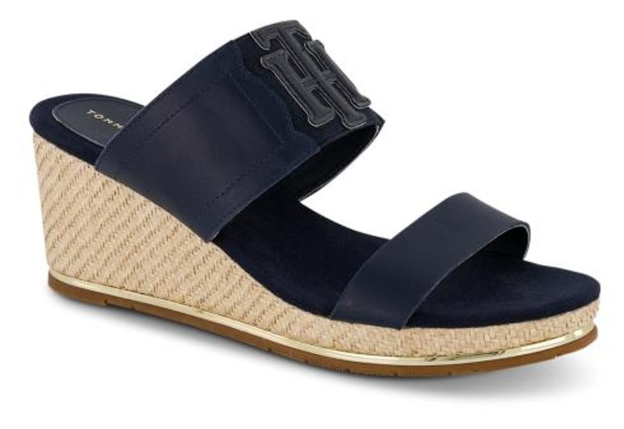 Kvinder Tommy Hilfiger | Tommy Hilfiger Damesandal Med Hael Bla Fw0Fw05621Dw5