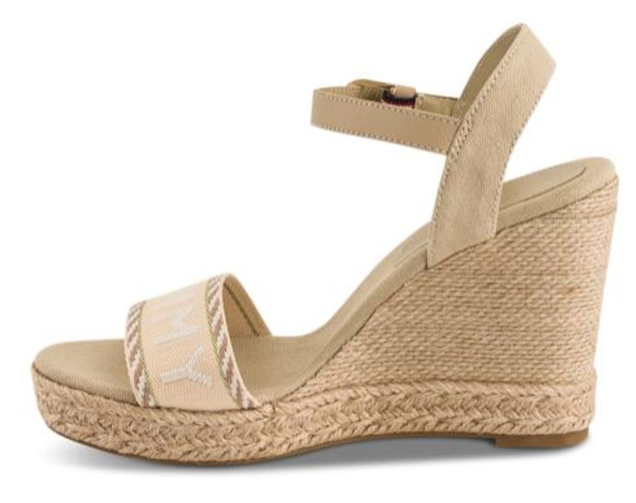 Kvinder Tommy Hilfiger | Tommy Hilfiger Damesandal Med Hael Beige Fw0Fw07088Rbt