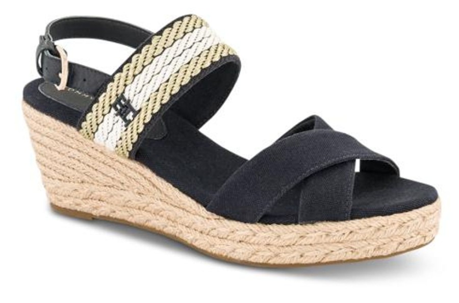 Kvinder Tommy Hilfiger | Tommy Hilfiger Damesandal Med Hael Bla Fw0Fw07090Dw6