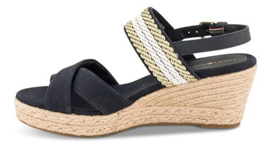 Kvinder Tommy Hilfiger | Tommy Hilfiger Damesandal Med Hael Bla Fw0Fw07090Dw6