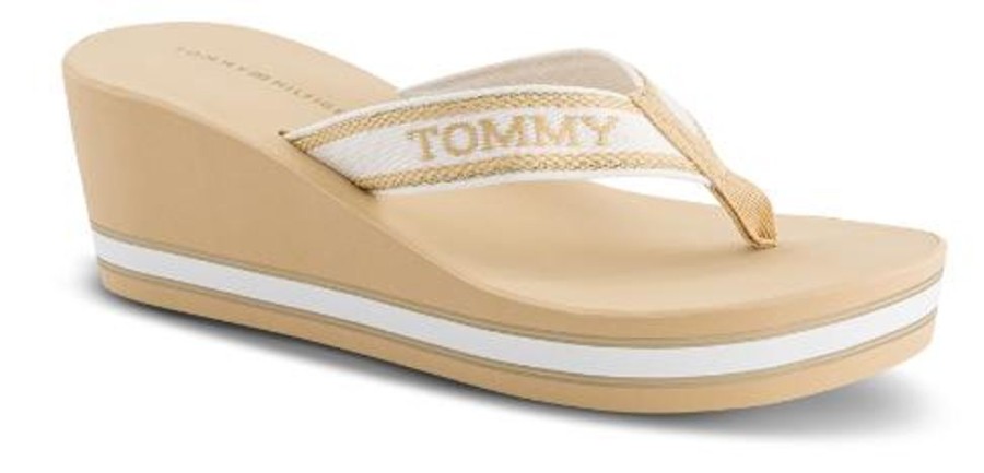 Kvinder Tommy Hilfiger | Tommy Hilfiger Damesandal Beige Fw0Fw07903Acr