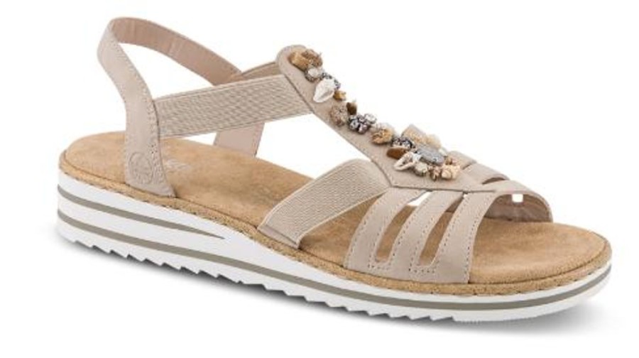 Kvinder Rieker | Rieker Damesandal Beige V0649-62